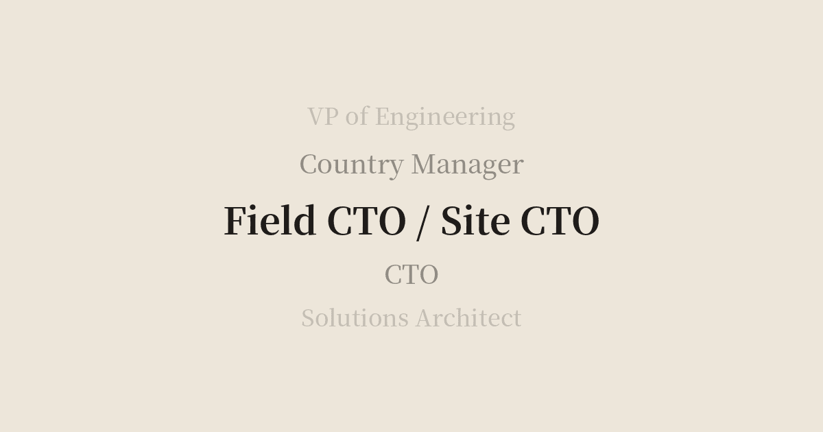 Field CTO / Site CTO 하는 일과 본사 CTO와의 차이